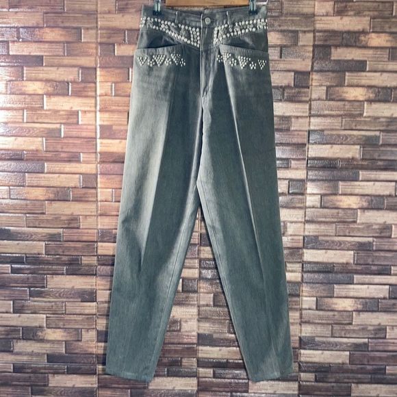 Vintage 1980’s Della-Sport Western Black gray Mom Bareback Jeans 8x30 - Picture 2 of 15